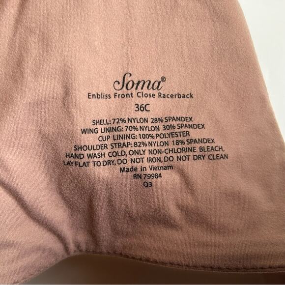 Soma Enbliss Front-Close Racerback Bra in French Mauve - Picture 4 of 4